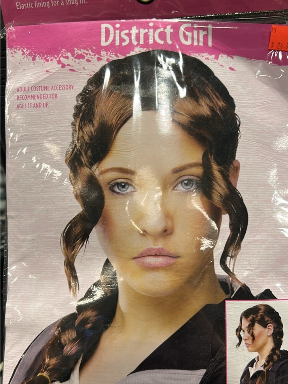 District Girl Brown Braided Costume Wig with Face-Framing Curls